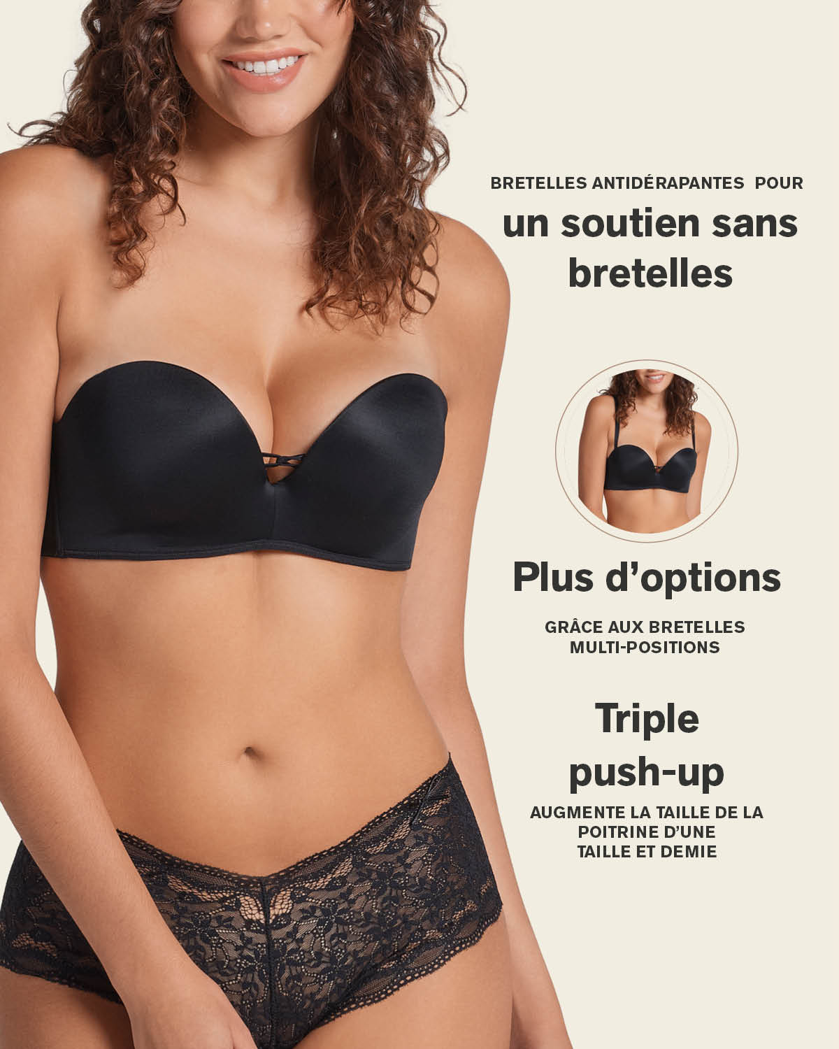 Triple Push-Up Strapless Bra