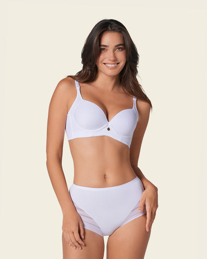 High Profile Bra + Stripe Undetectable Panty in White