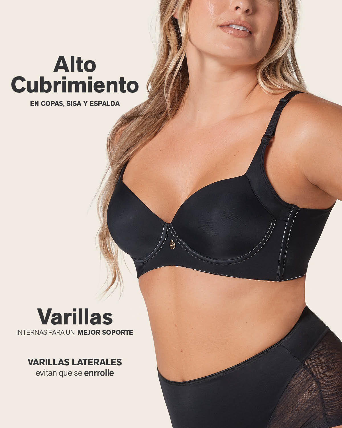 High Profile Bra + Stripe Undetectable Panty in Black