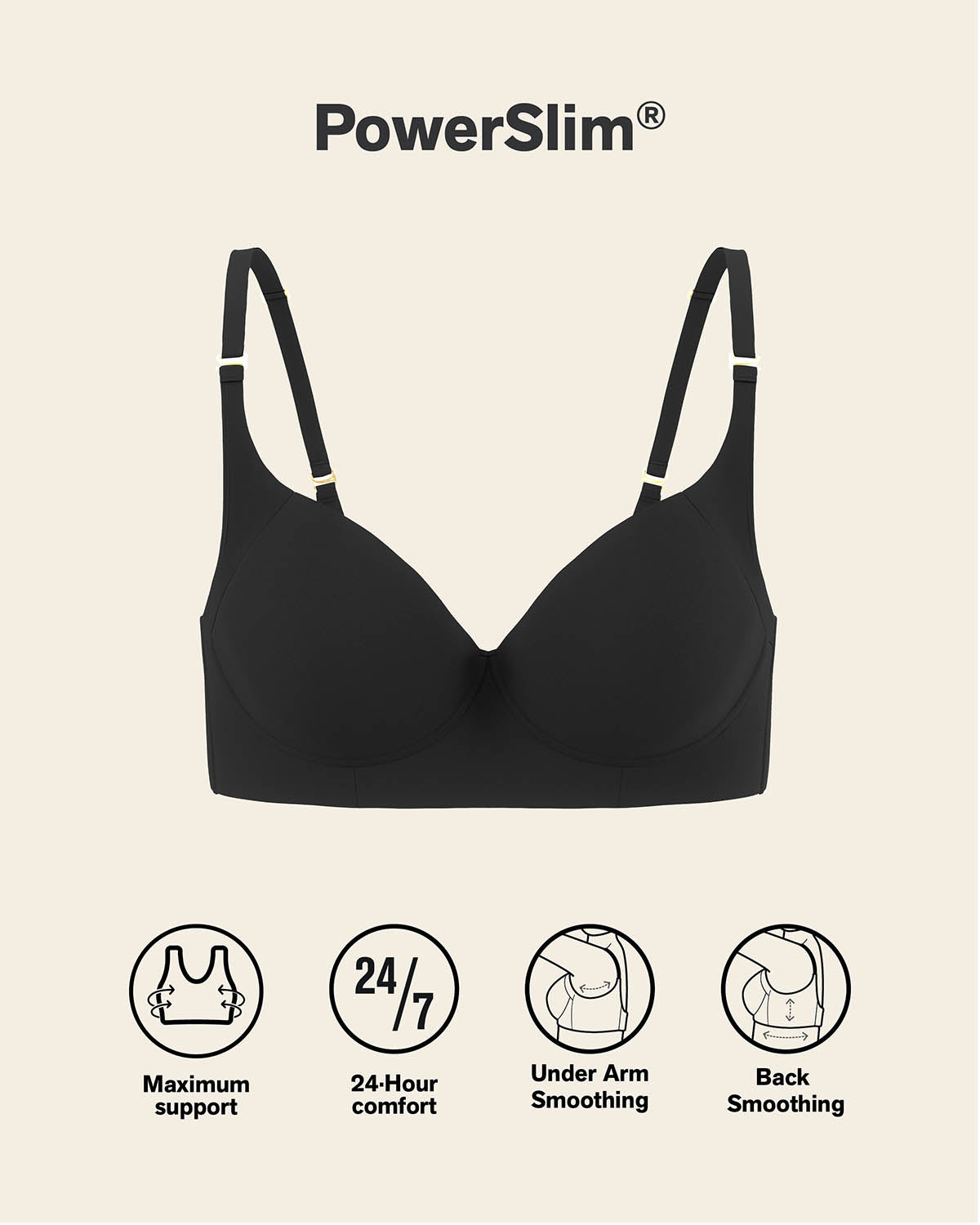 2-Pack High Profile Back Smoothing Bras with Soft Full Coverage Cups