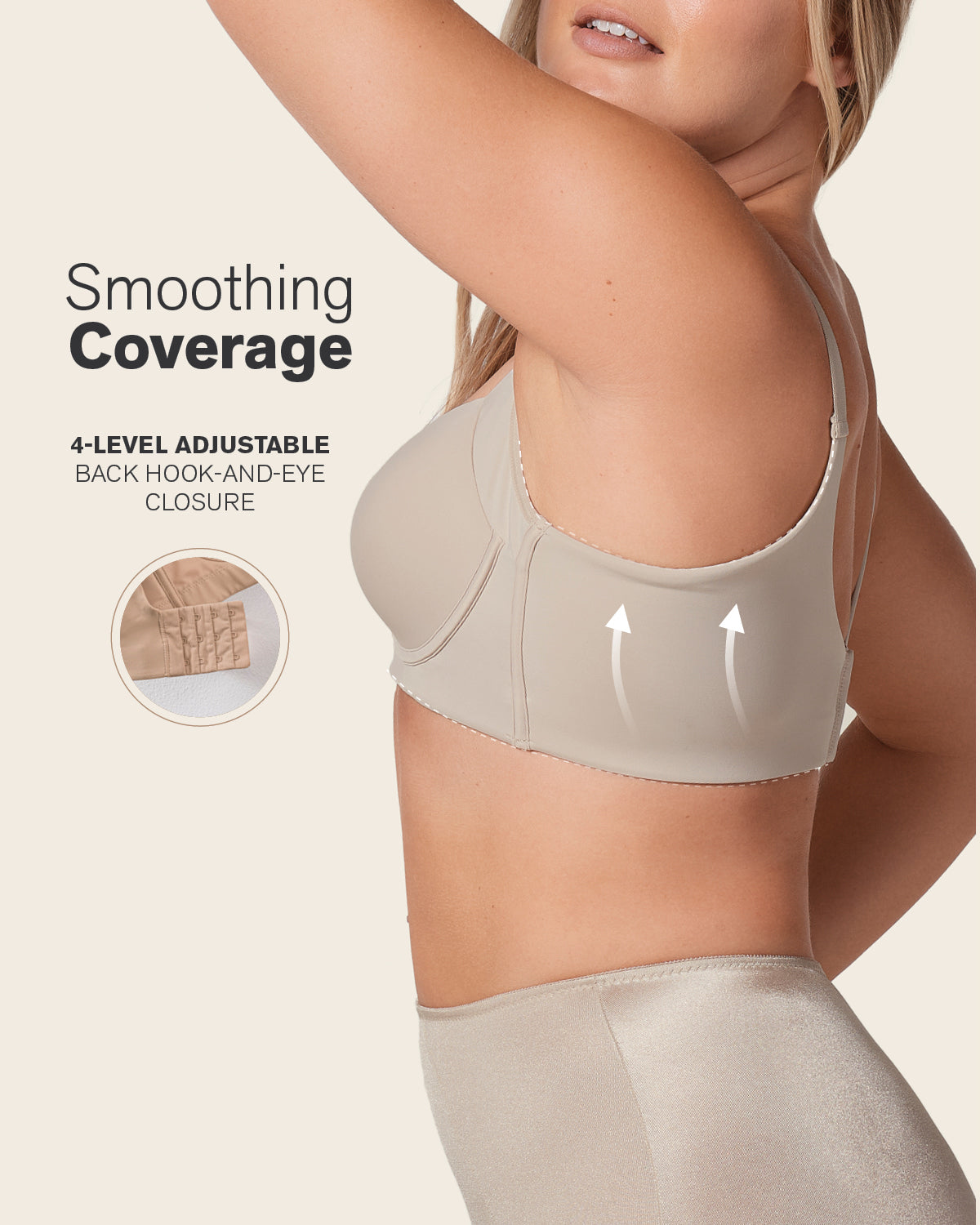 High Profile Bra + Stripe Undetectable Panty in Nude