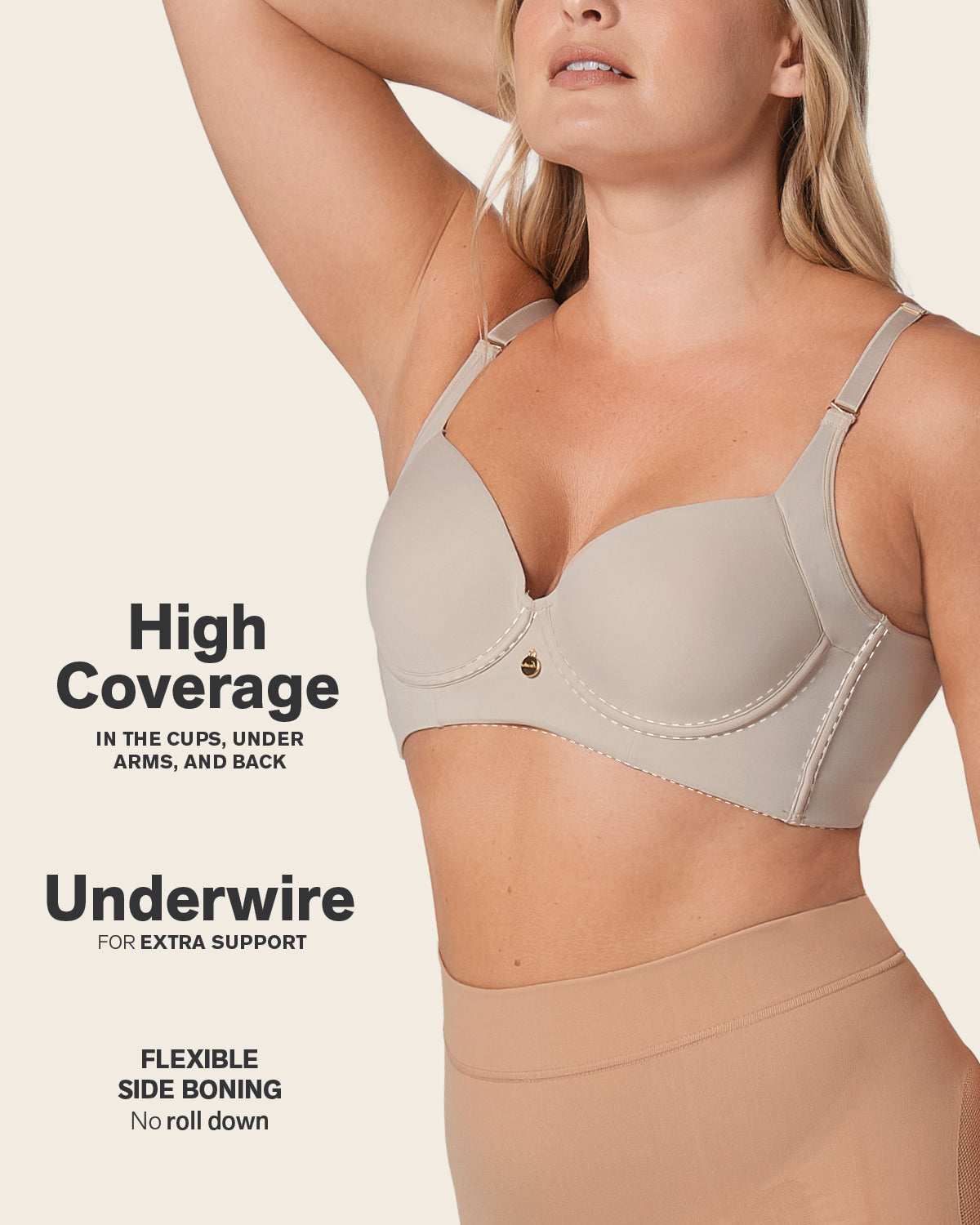 2-Pack High Profile Back Smoothing Bras with Soft Full Coverage Cups