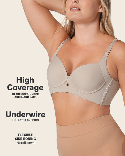 2-Pack High Profile Back Smoothing Bras with Soft Full Coverage Cups