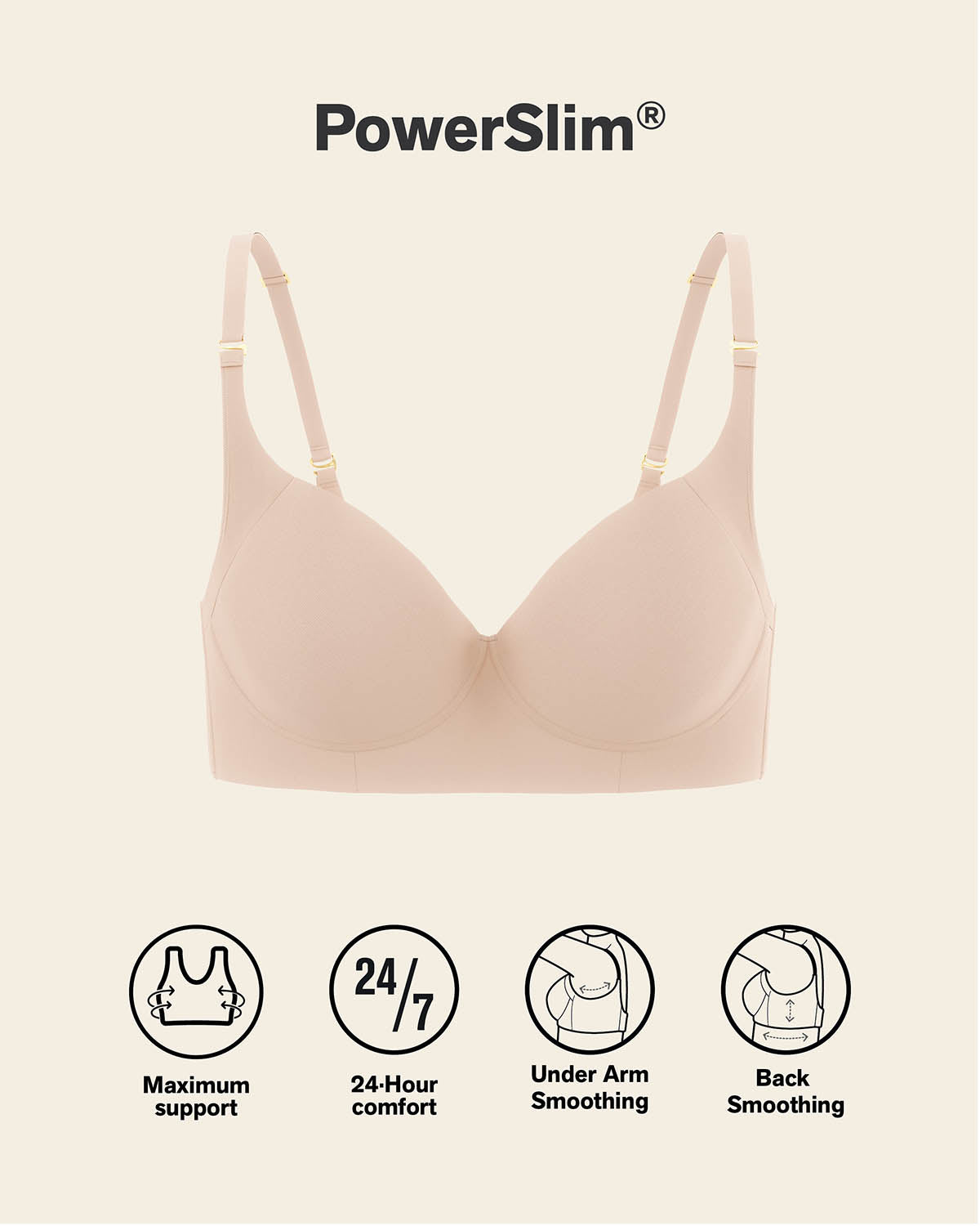 2-Pack High Profile Back Smoothing Bras with Soft Full Coverage Cups