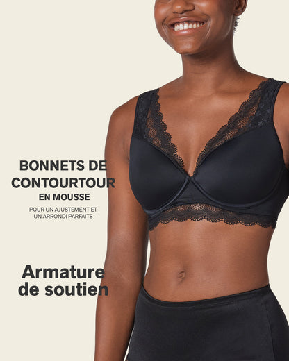 Deep Coverage Soft Lightly-Lined Lace Underwire Bra