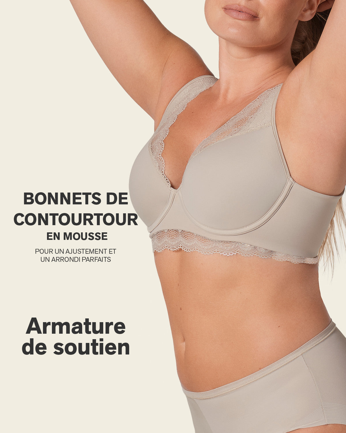 Lace Profile Bra & Ultra Light Lace Panty in Nude