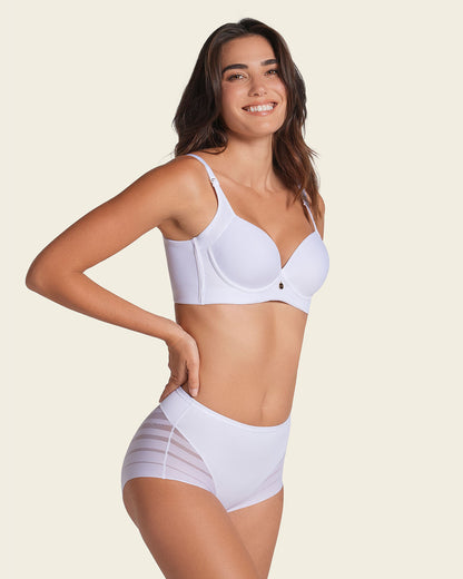 High Profile Bra + Stripe Undetectable Panty in White