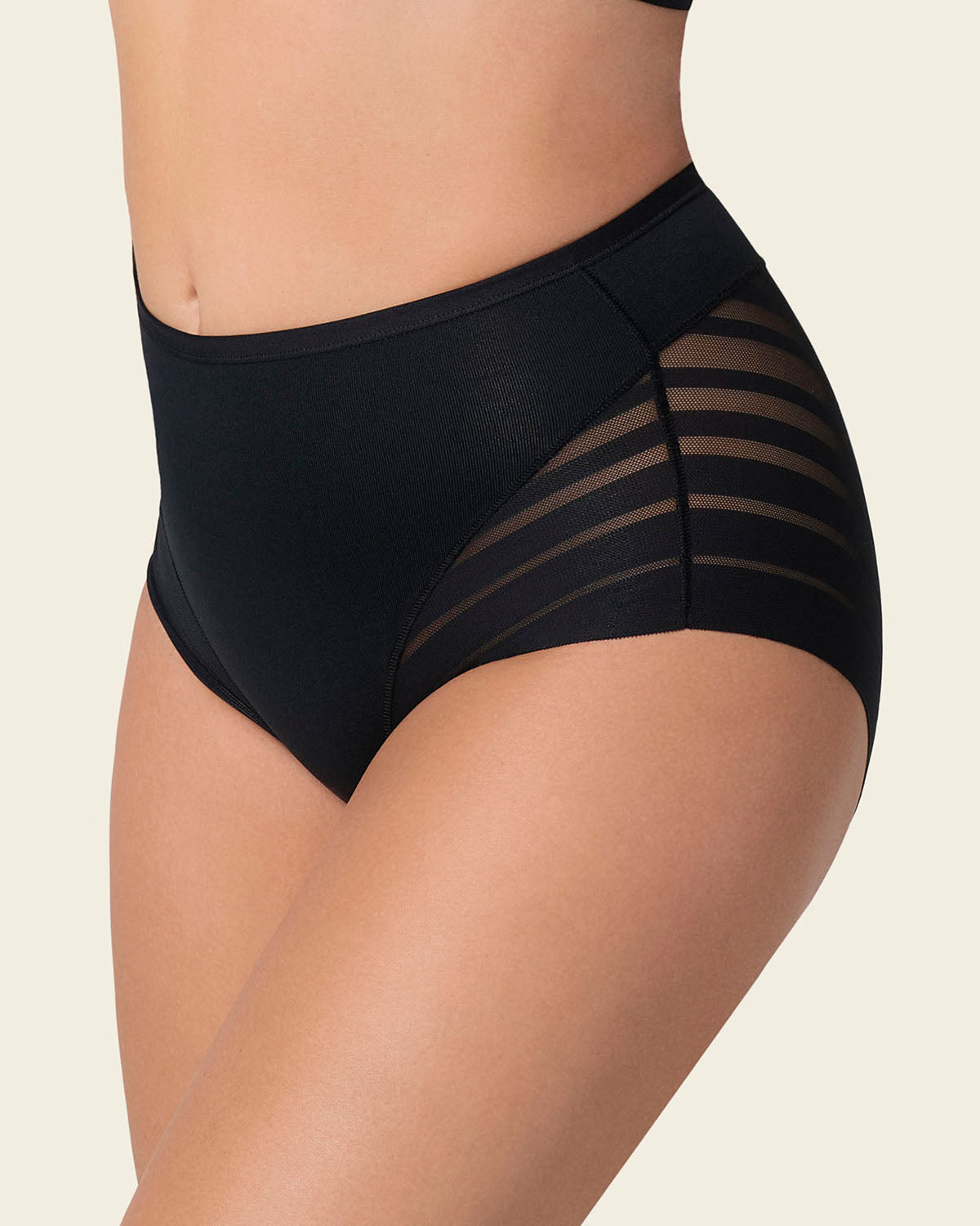 High Profile Bra + Stripe Undetectable Panty in Black
