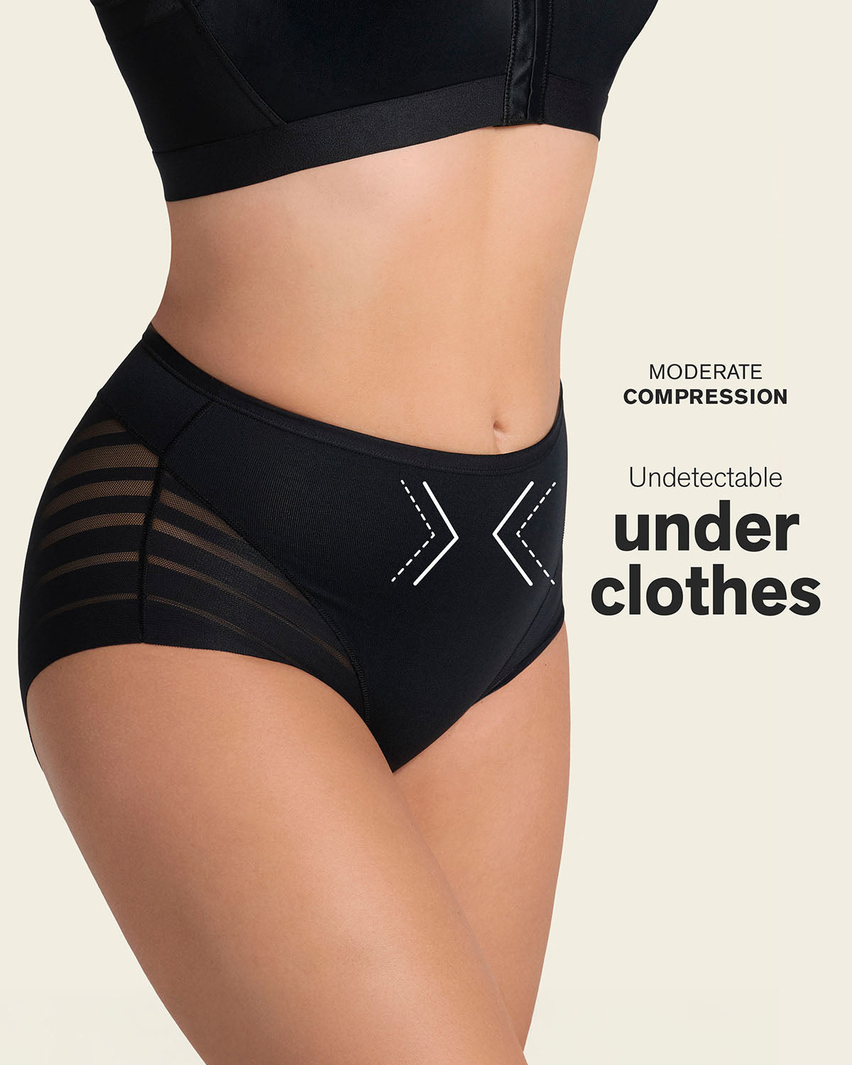 PowerStay Short & Stripe Undetectable Panty Bundle in Black