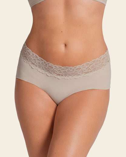 Lace Profile Bra & Ultra Light Lace Panty in Nude