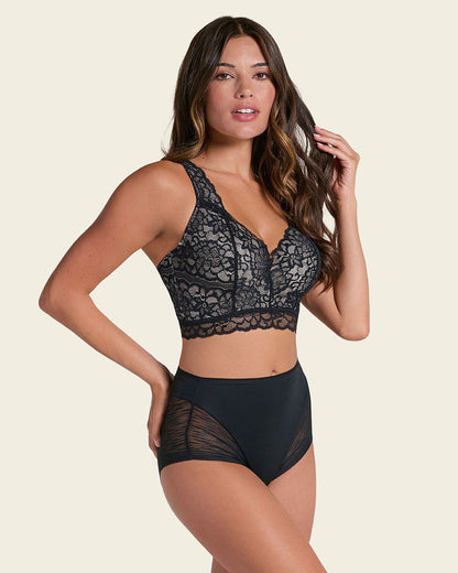 High-Waisted Sheer Lace Shaper Panty