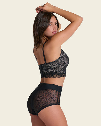 High-Waisted Sheer Lace Shaper Panty