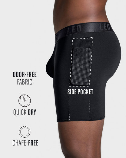 Long Athletic Boxer Brief with Side Pocket