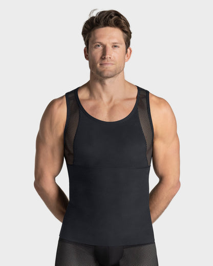 3-Pack of Stretch Cotton Moderate Compression Shaper Tanks with Mesh Cutouts