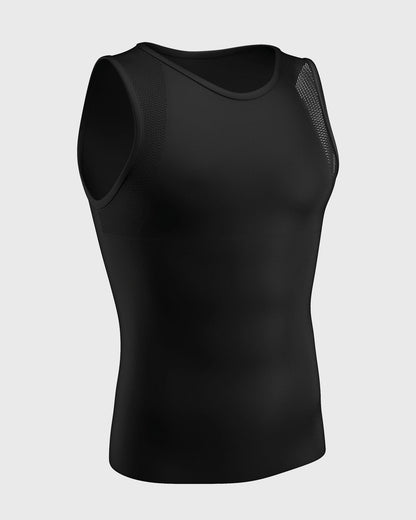 Stretch Cotton Moderate Compression Shaper Tank, Mesh Cutouts